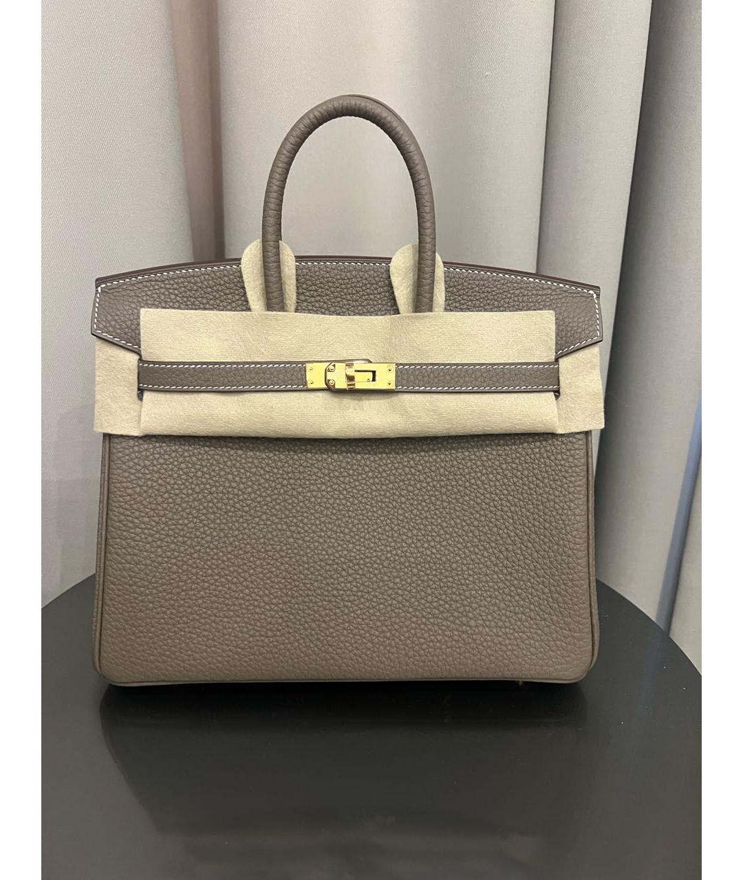 HERMES Бежевая кожаная сумка с короткими ручками, фото 5