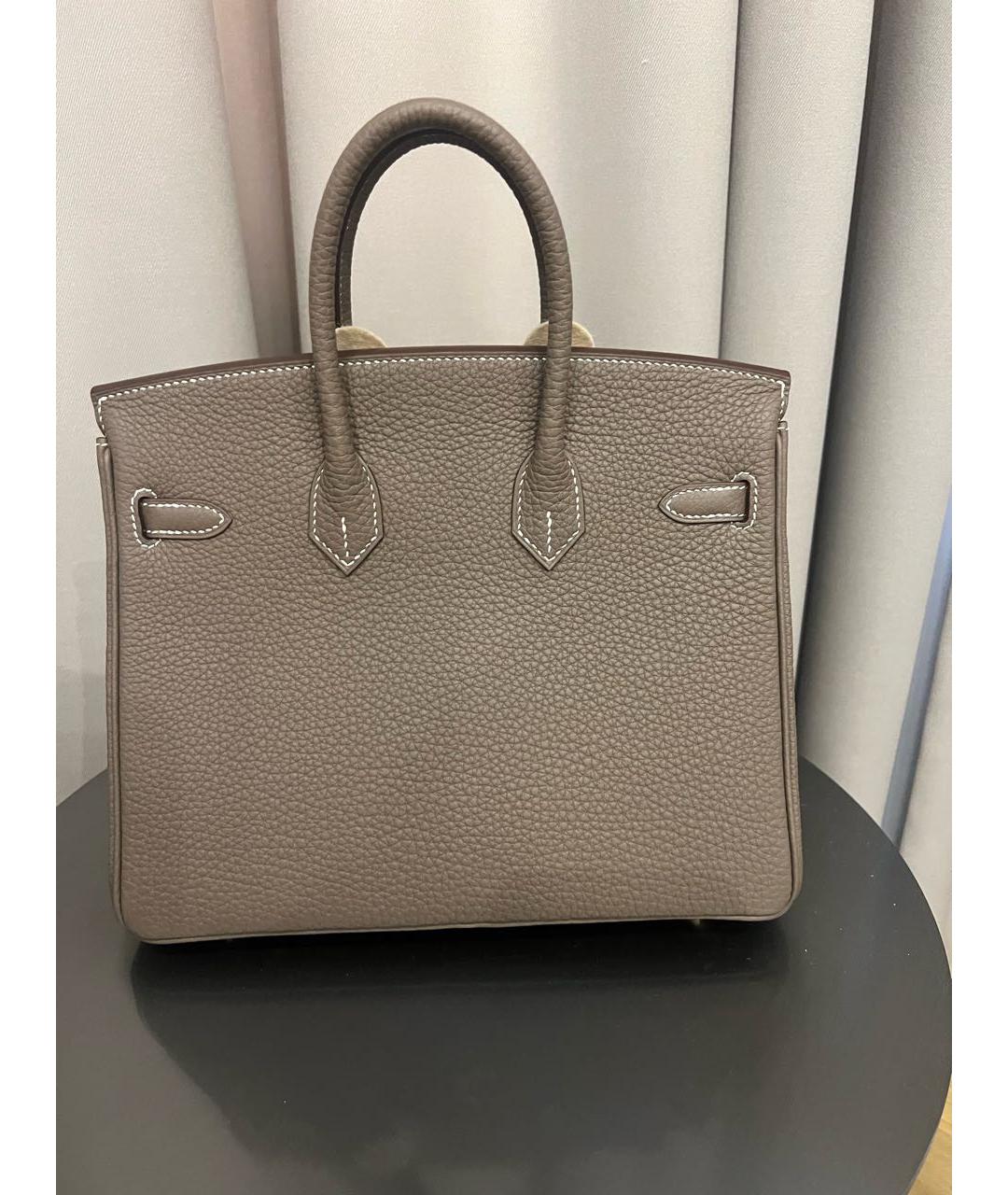 HERMES Бежевая кожаная сумка с короткими ручками, фото 3