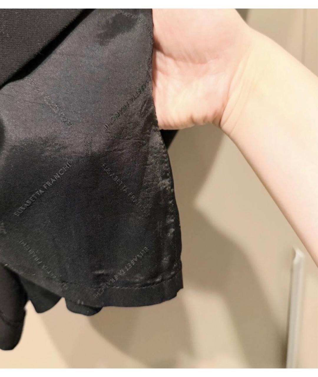 ELISABETTA FRANCHI Черное шелковое повседневное платье, фото 5