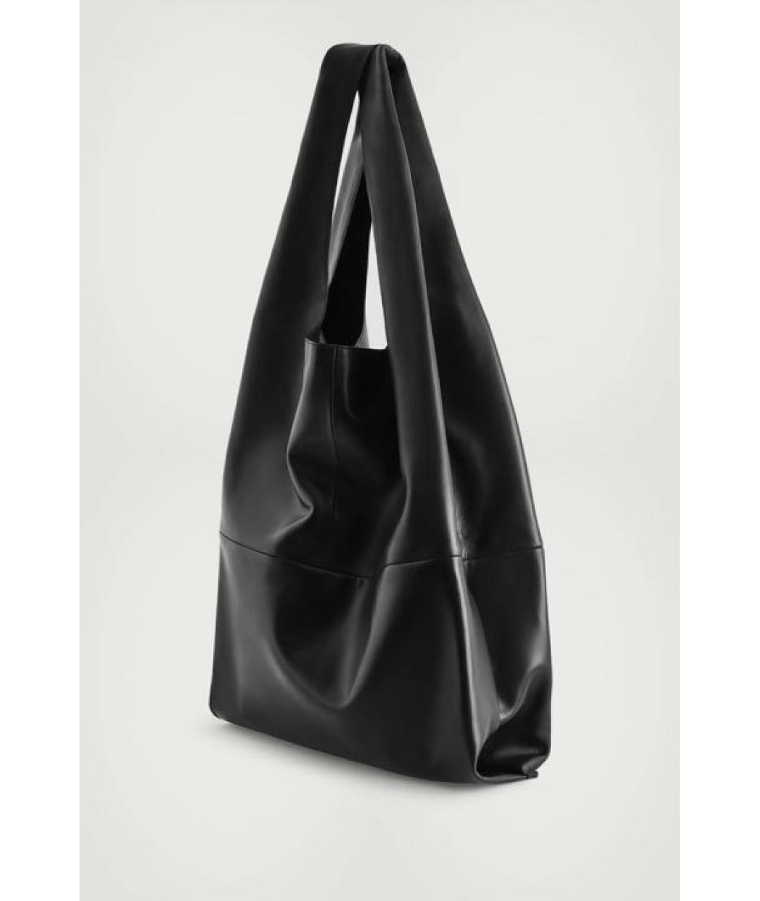 COS Черная кожаная сумка тоут, фото 2