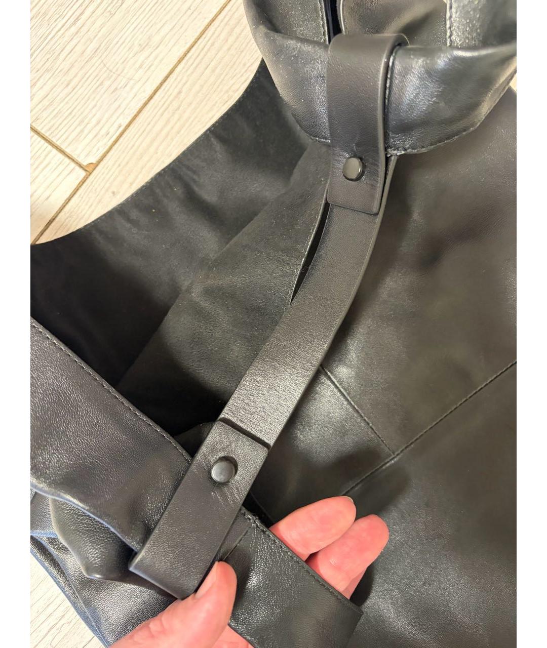 COS Черная кожаная сумка тоут, фото 5