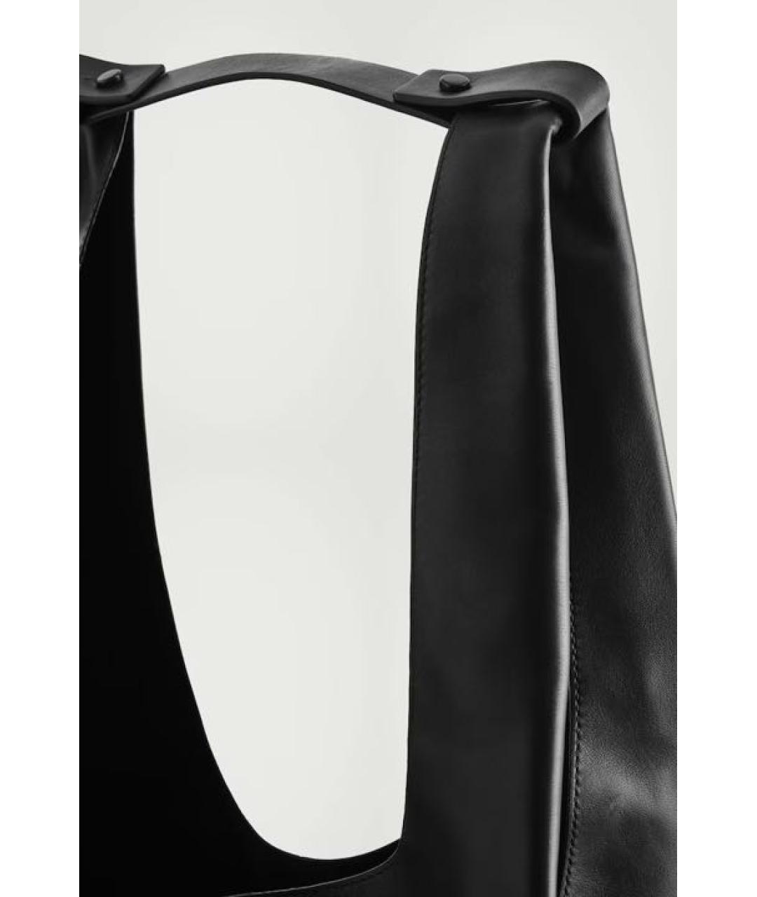 COS Черная кожаная сумка тоут, фото 7