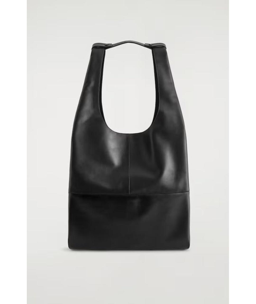 COS Черная кожаная сумка тоут, фото 3