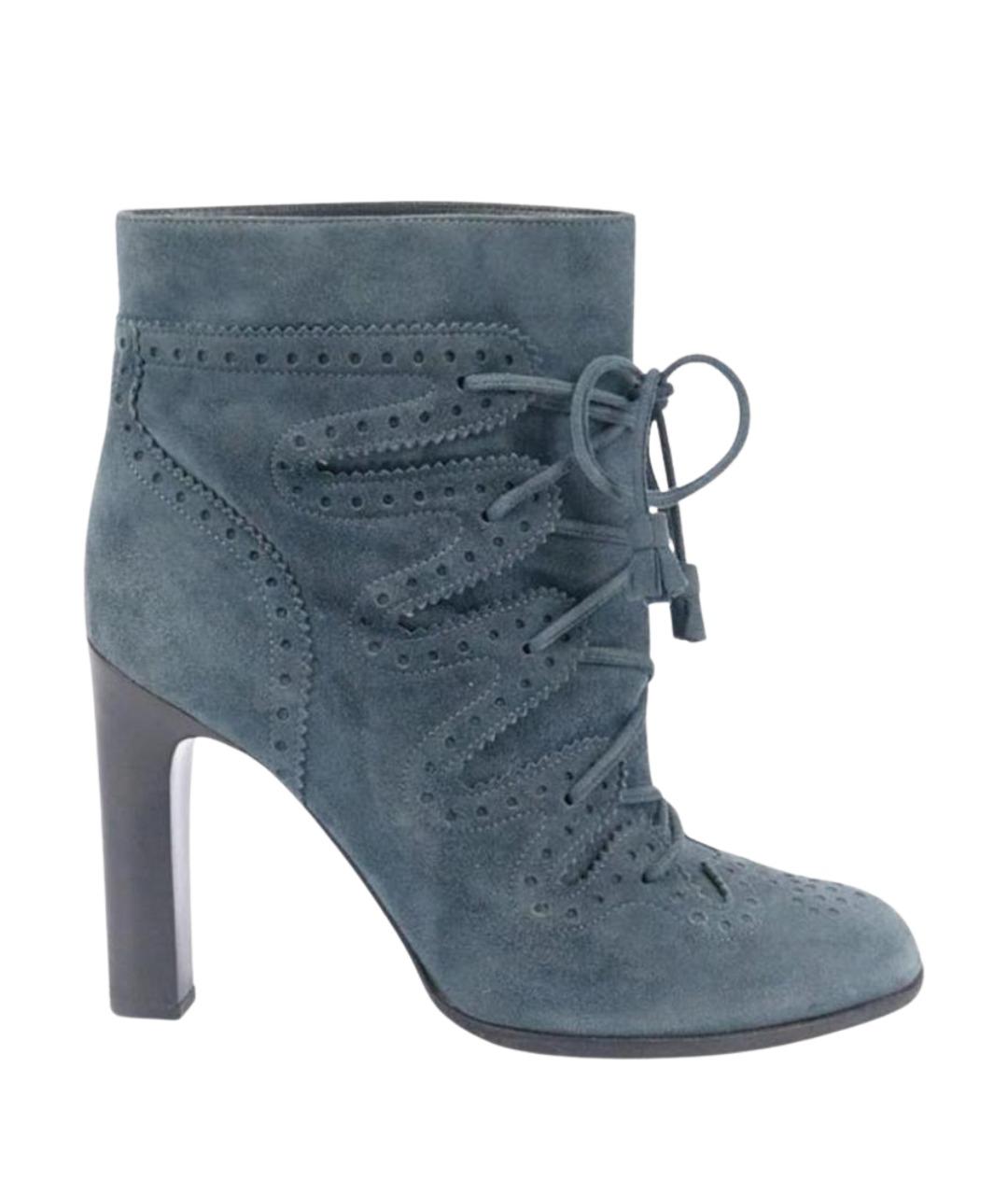 HERMES Серые замшевые ботильоны, фото 1