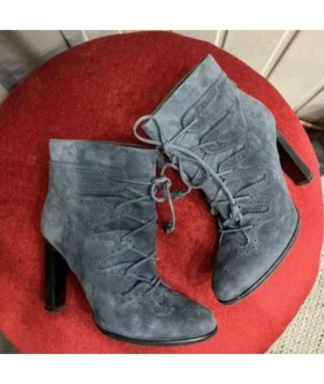 HERMES Серые замшевые ботильоны, фото 4