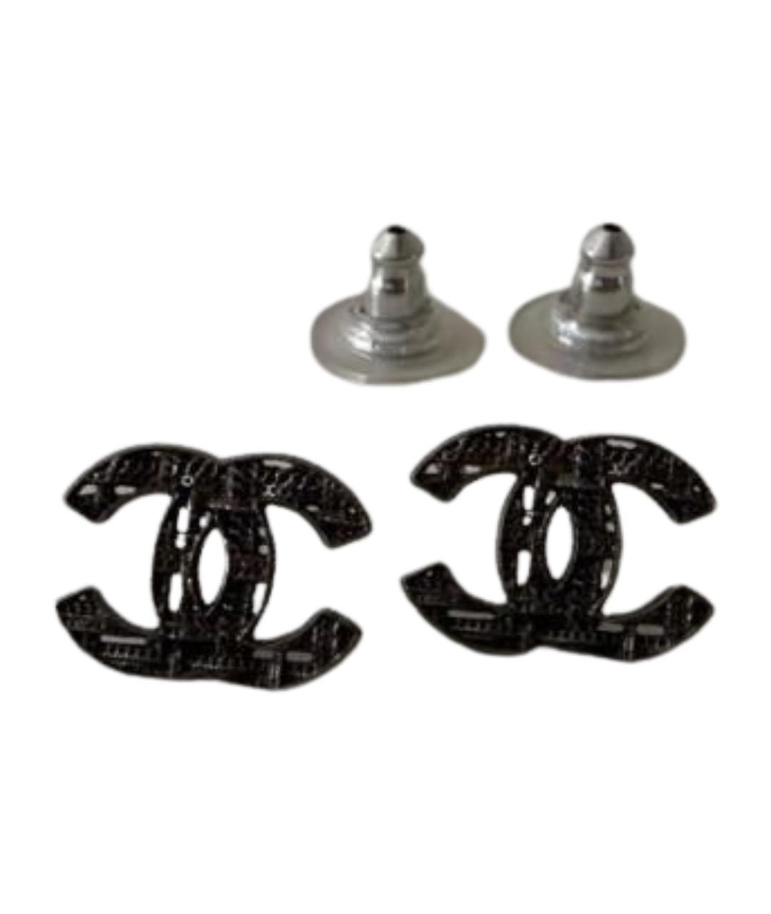 CHANEL Антрацитовые металлические серьги, фото 1