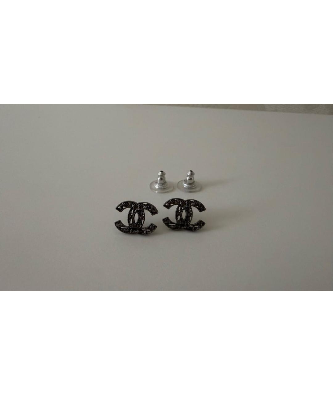 CHANEL Антрацитовые металлические серьги, фото 5
