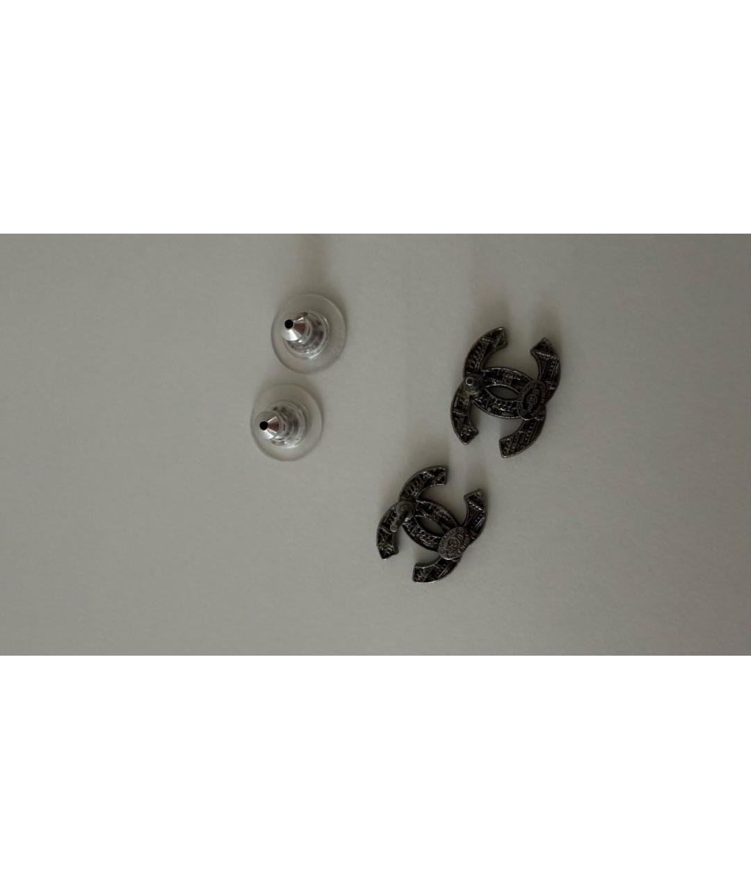 CHANEL Антрацитовые металлические серьги, фото 2