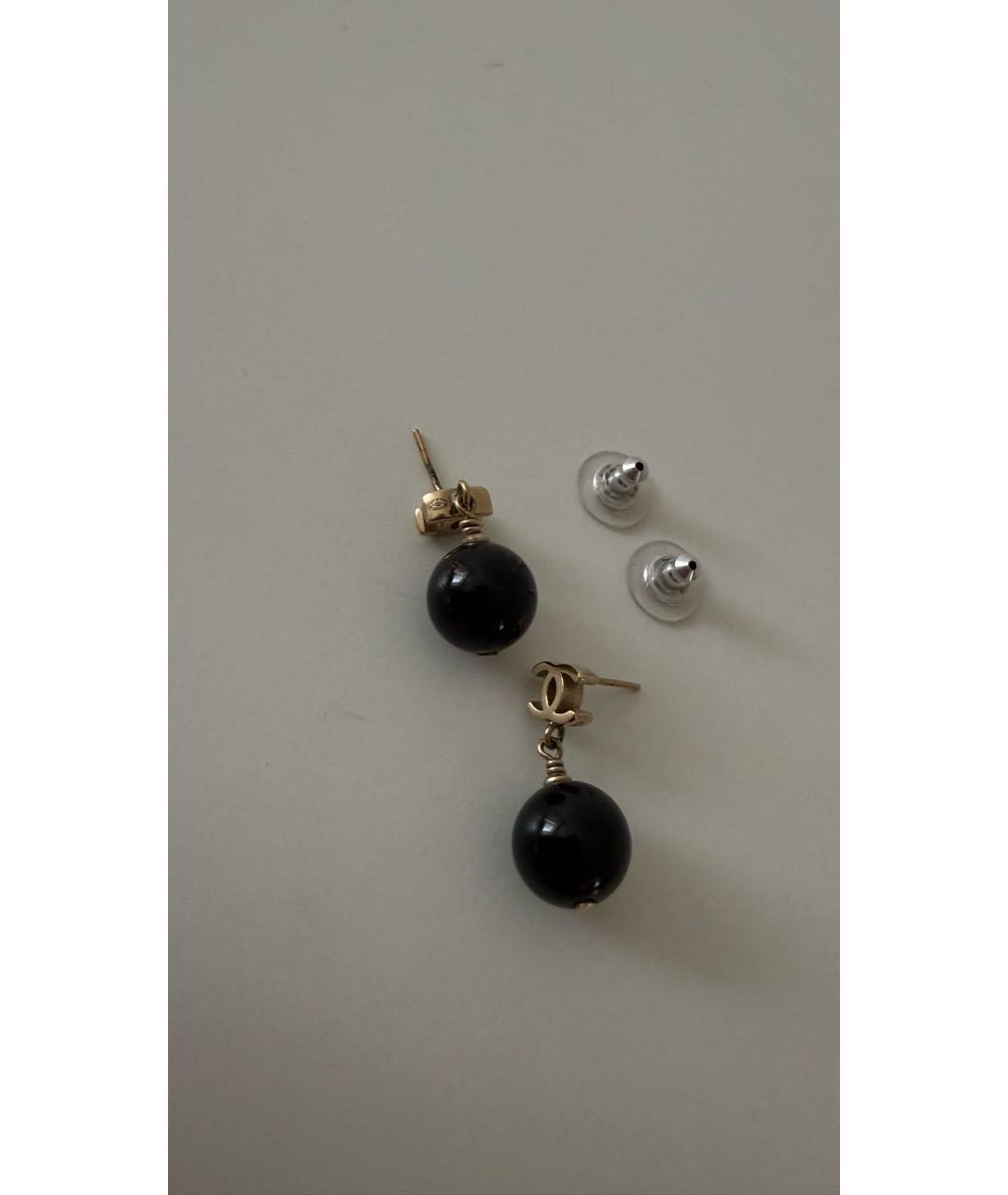 CHANEL Черные металлические серьги, фото 4