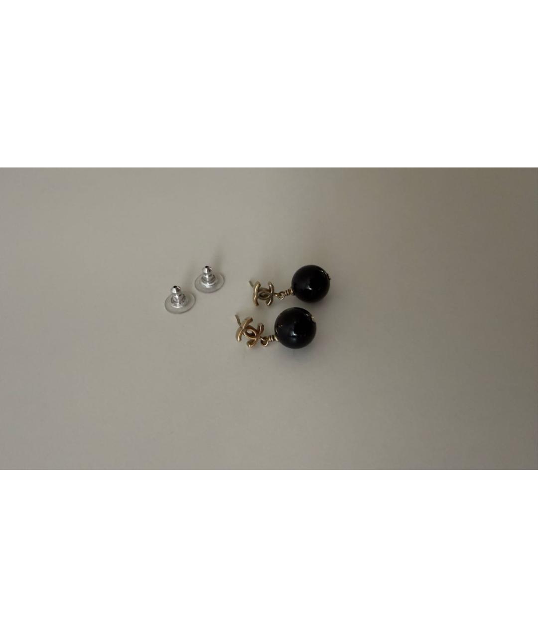 CHANEL Черные металлические серьги, фото 5