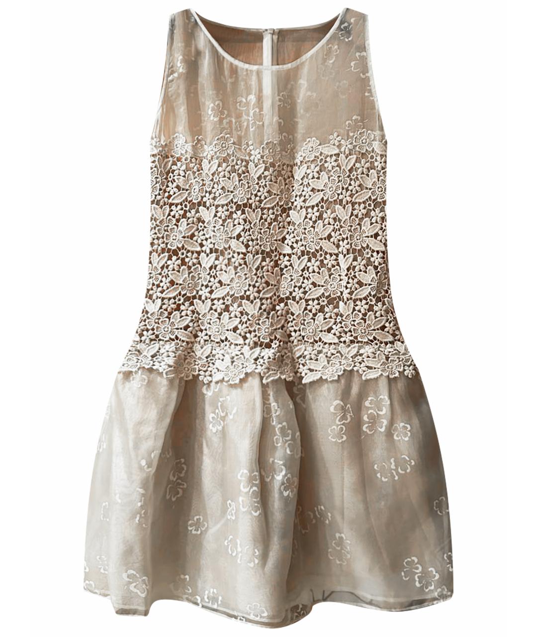 RED VALENTINO Бежевое хлопковое коктейльное платье, фото 1