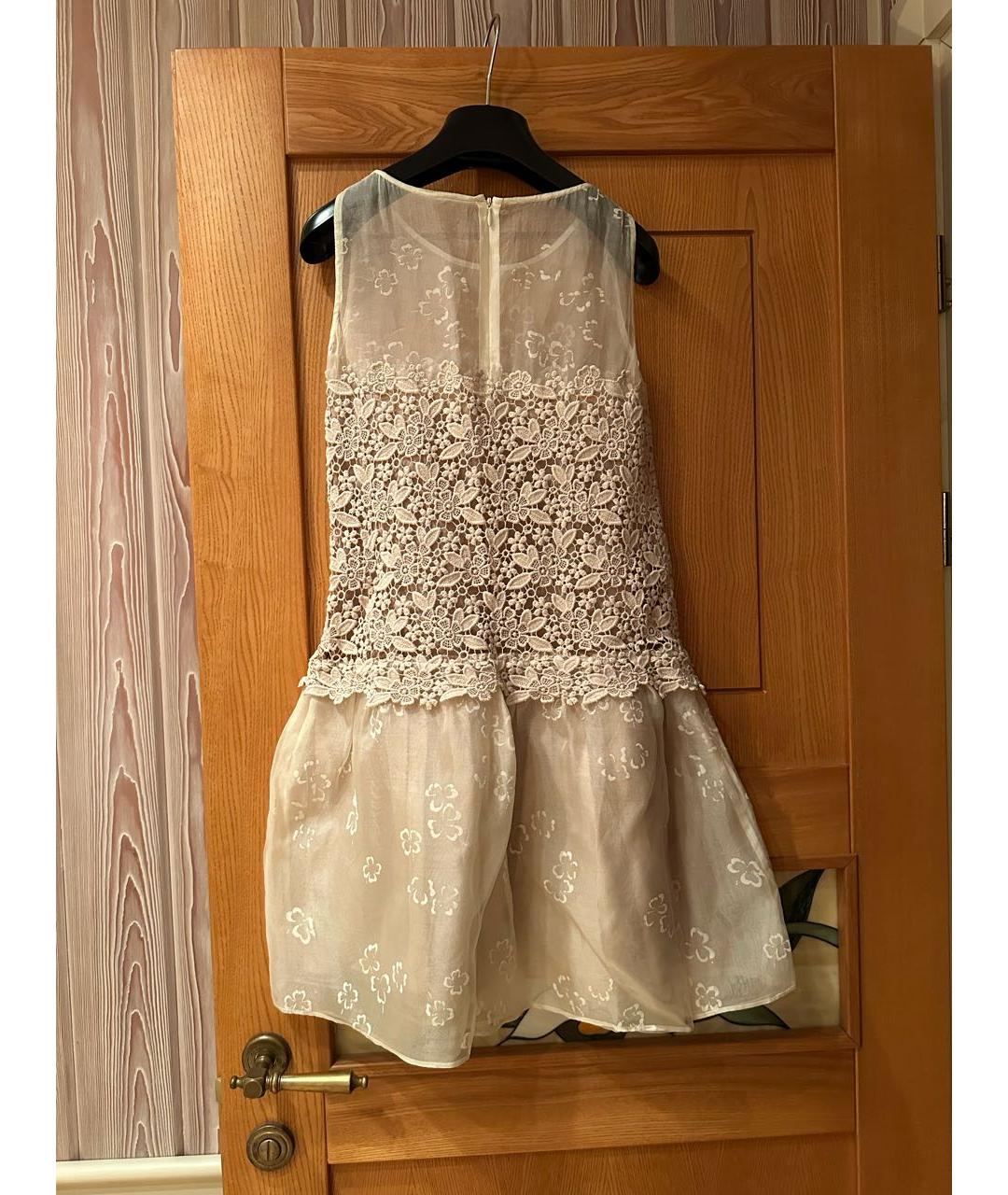 RED VALENTINO Бежевое хлопковое коктейльное платье, фото 2