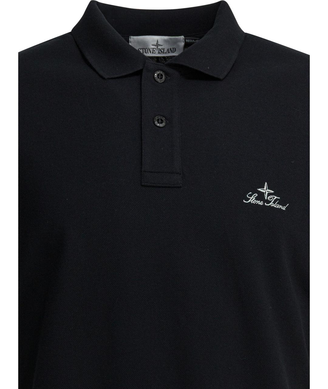 STONE ISLAND Темно-синее хлопковое поло с коротким рукавом, фото 3
