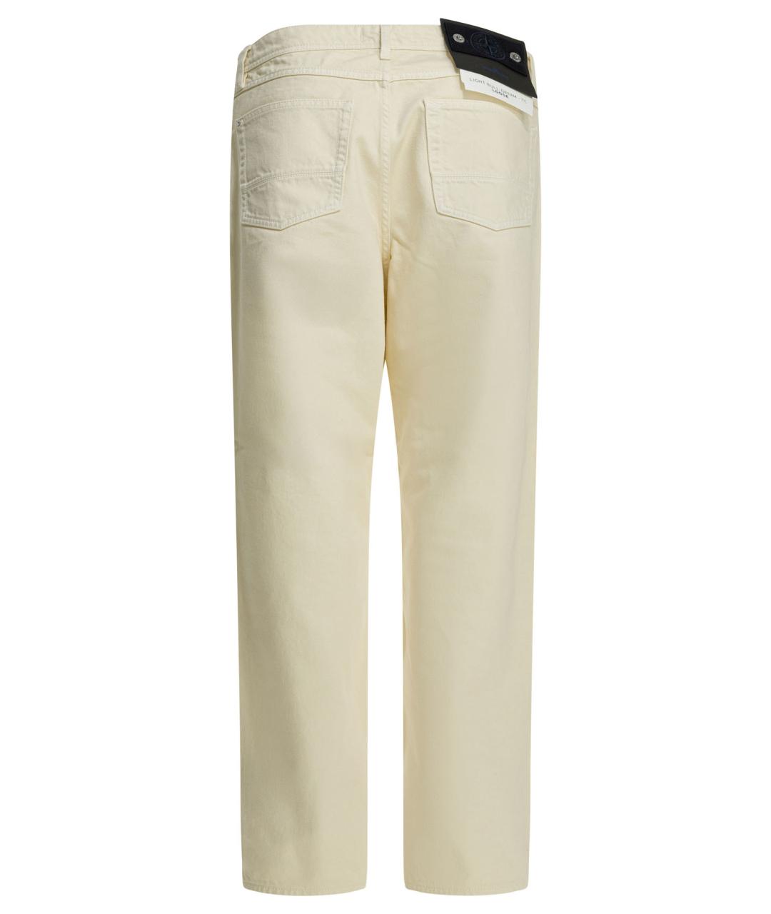 STONE ISLAND Бежевые хлопковые прямые джинсы, фото 2