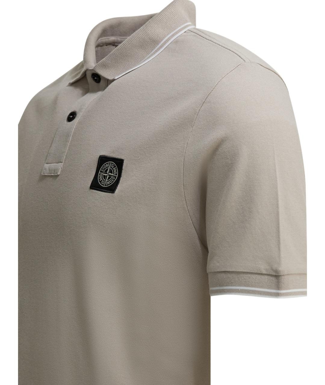 STONE ISLAND Серое хлопковое поло с коротким рукавом, фото 4