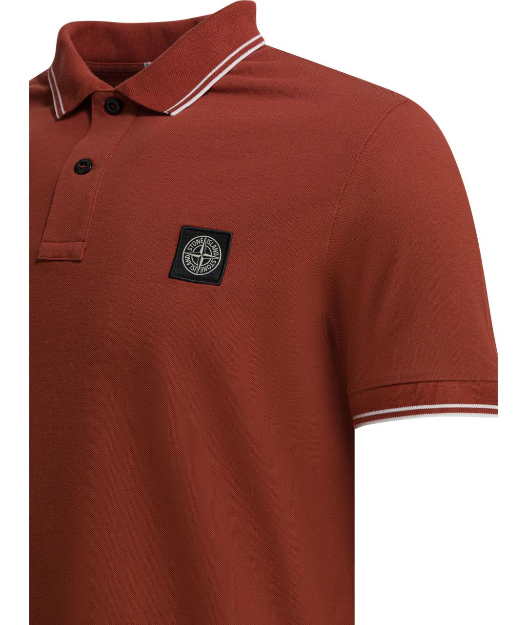 STONE ISLAND Красное хлопковое поло с коротким рукавом, фото 4