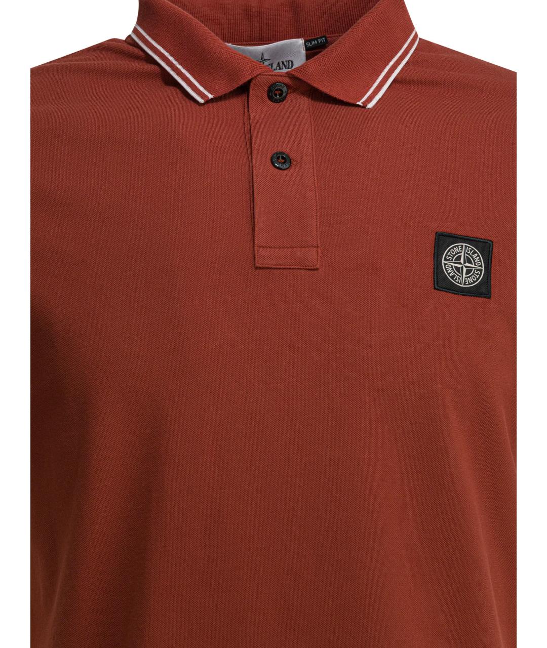 STONE ISLAND Красное хлопковое поло с коротким рукавом, фото 3