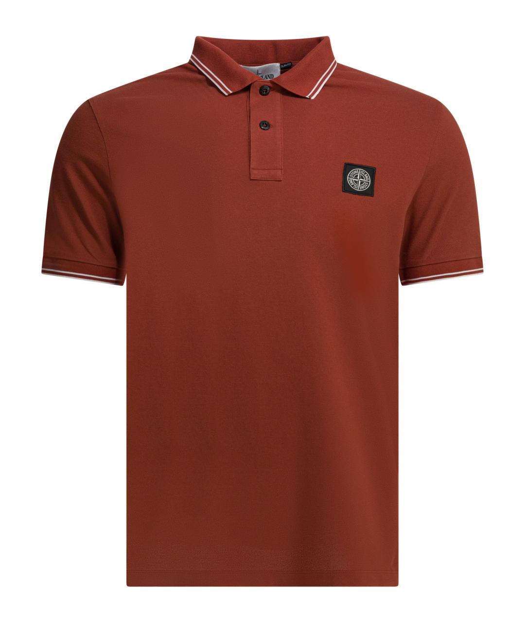 STONE ISLAND Красное хлопковое поло с коротким рукавом, фото 1