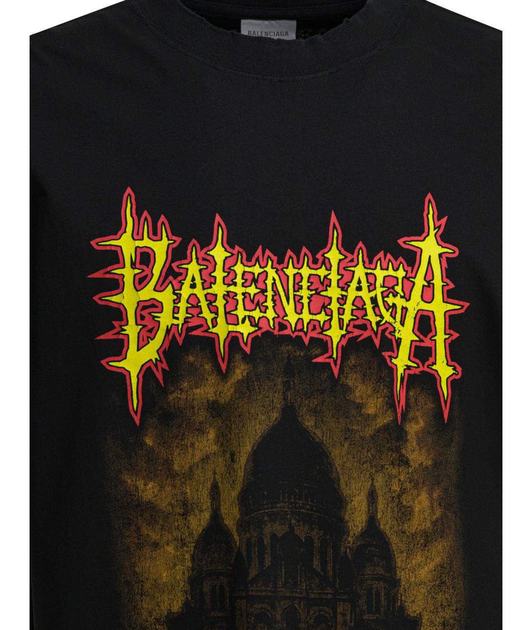 BALENCIAGA Черная хлопковая футболка, фото 3