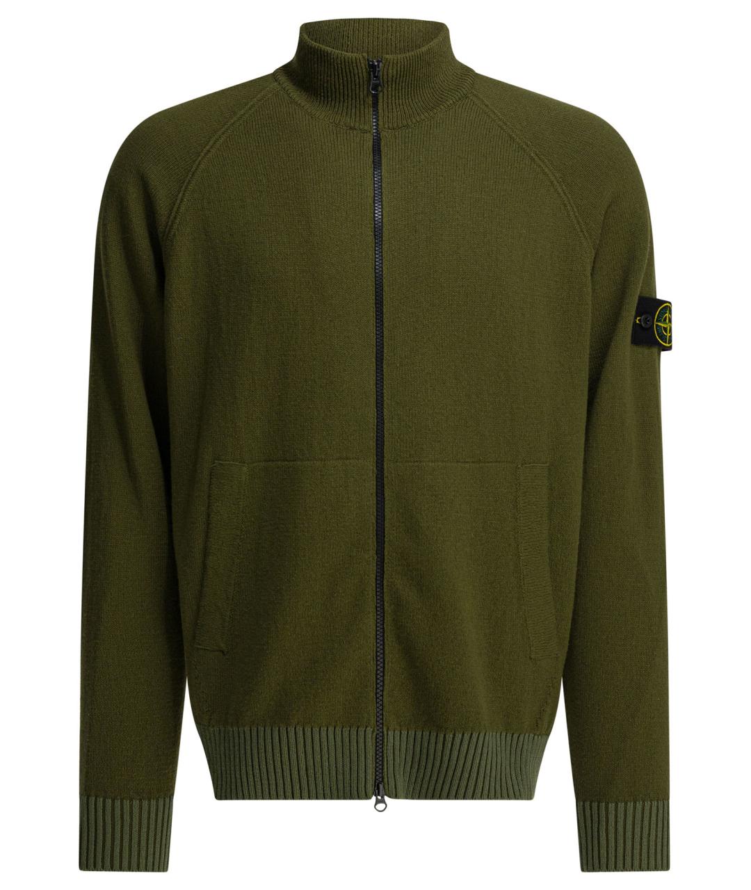 STONE ISLAND Зеленый хлопковый кардиган, фото 1