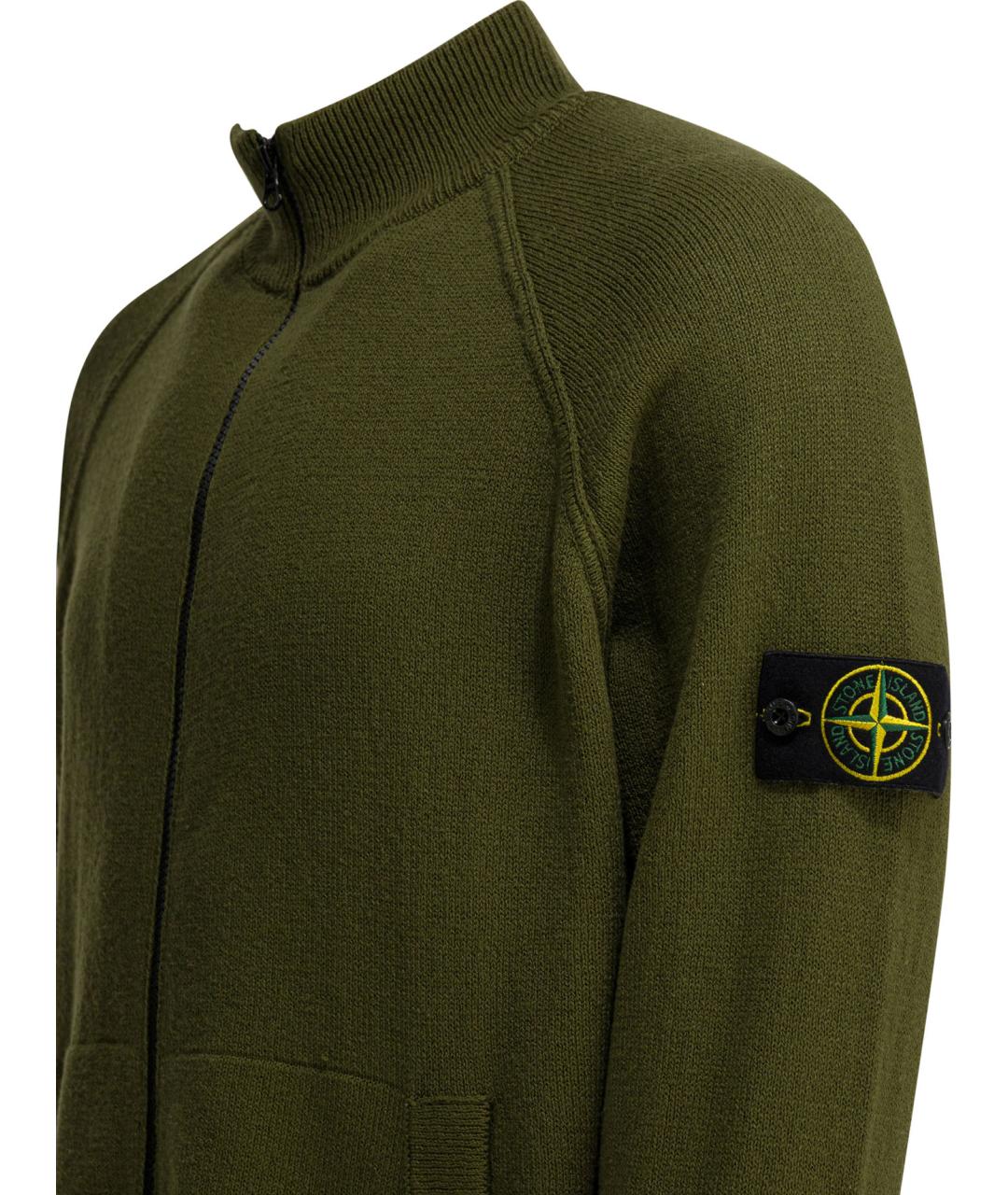STONE ISLAND Зеленый хлопковый кардиган, фото 4