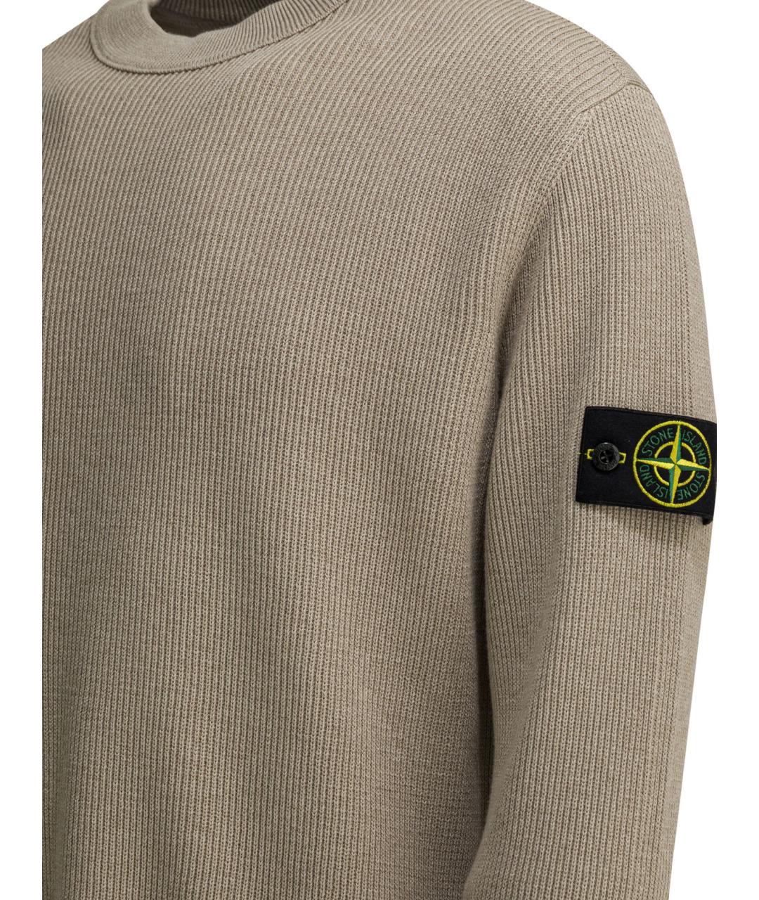 STONE ISLAND Бежевый хлопковый джемпер / свитер, фото 4
