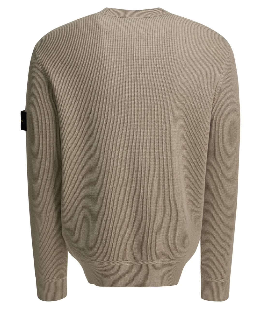 STONE ISLAND Бежевый хлопковый джемпер / свитер, фото 2