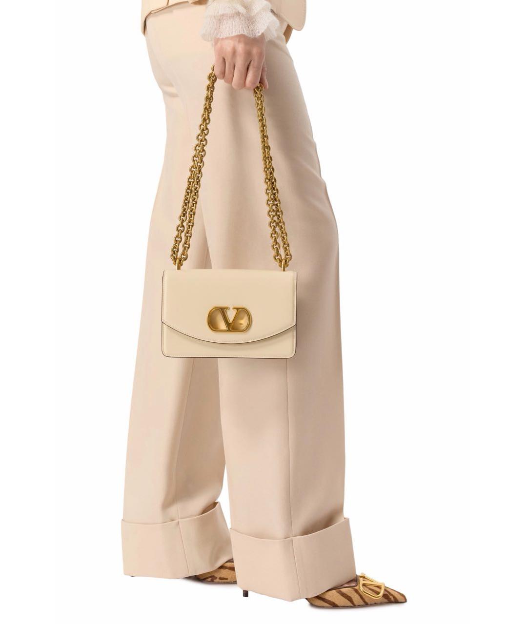 VALENTINO Бежевая кожаная сумка через плечо, фото 5