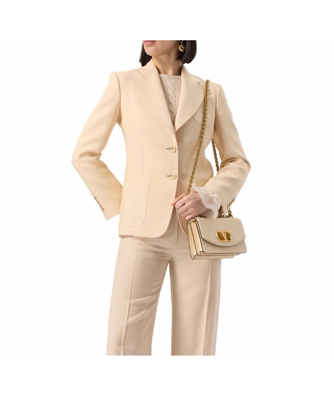 VALENTINO Бежевая кожаная сумка через плечо, фото 6