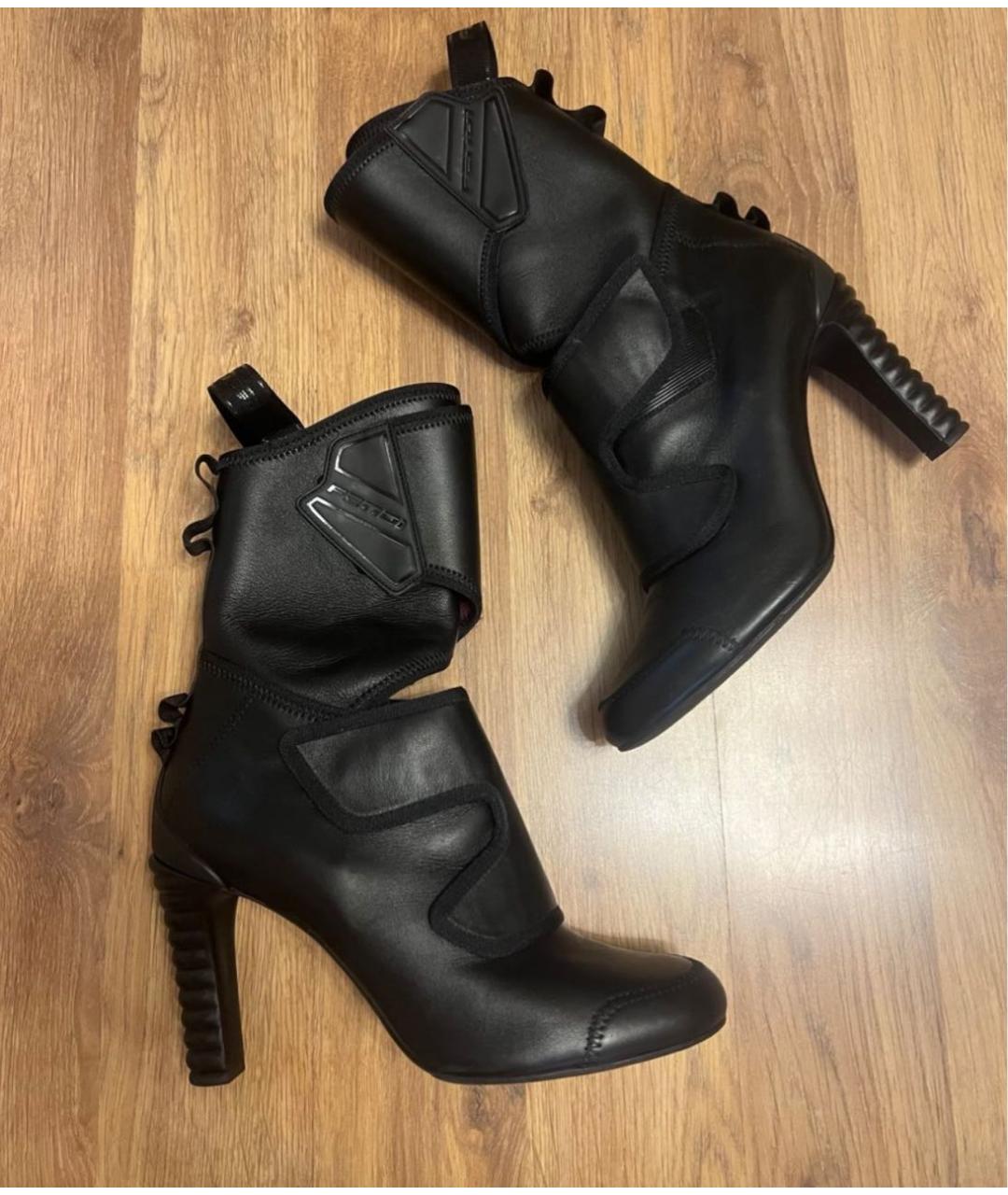 FENDI Черные кожаные ботильоны, фото 4
