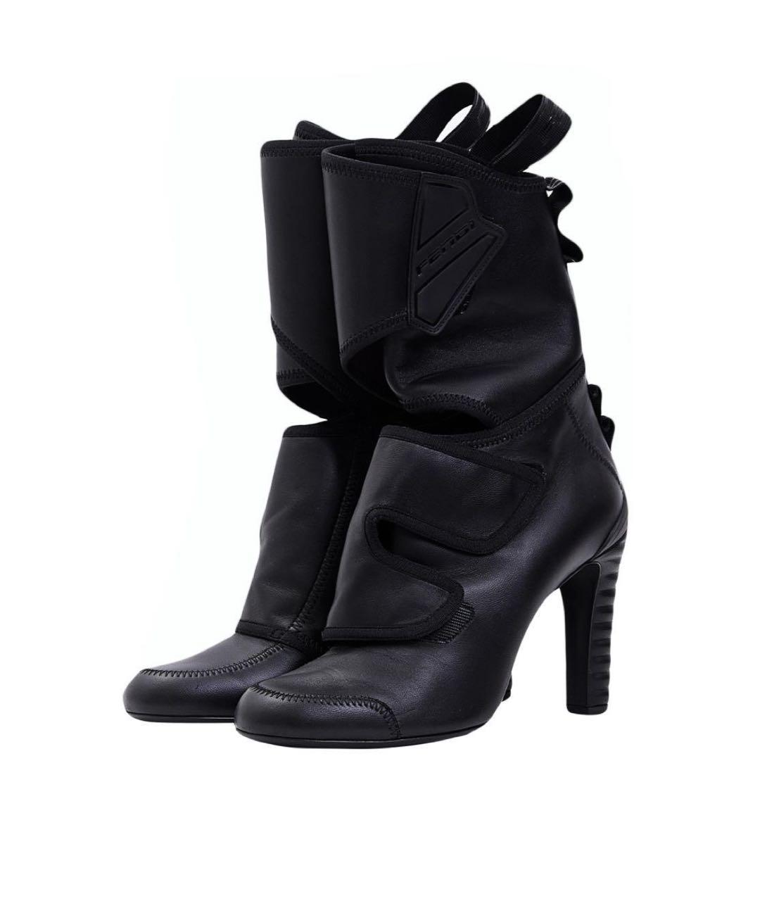 FENDI Черные кожаные ботильоны, фото 2