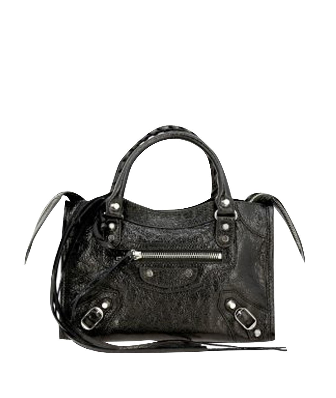 BALENCIAGA Антрацитовая кожаная сумка с короткими ручками, фото 8