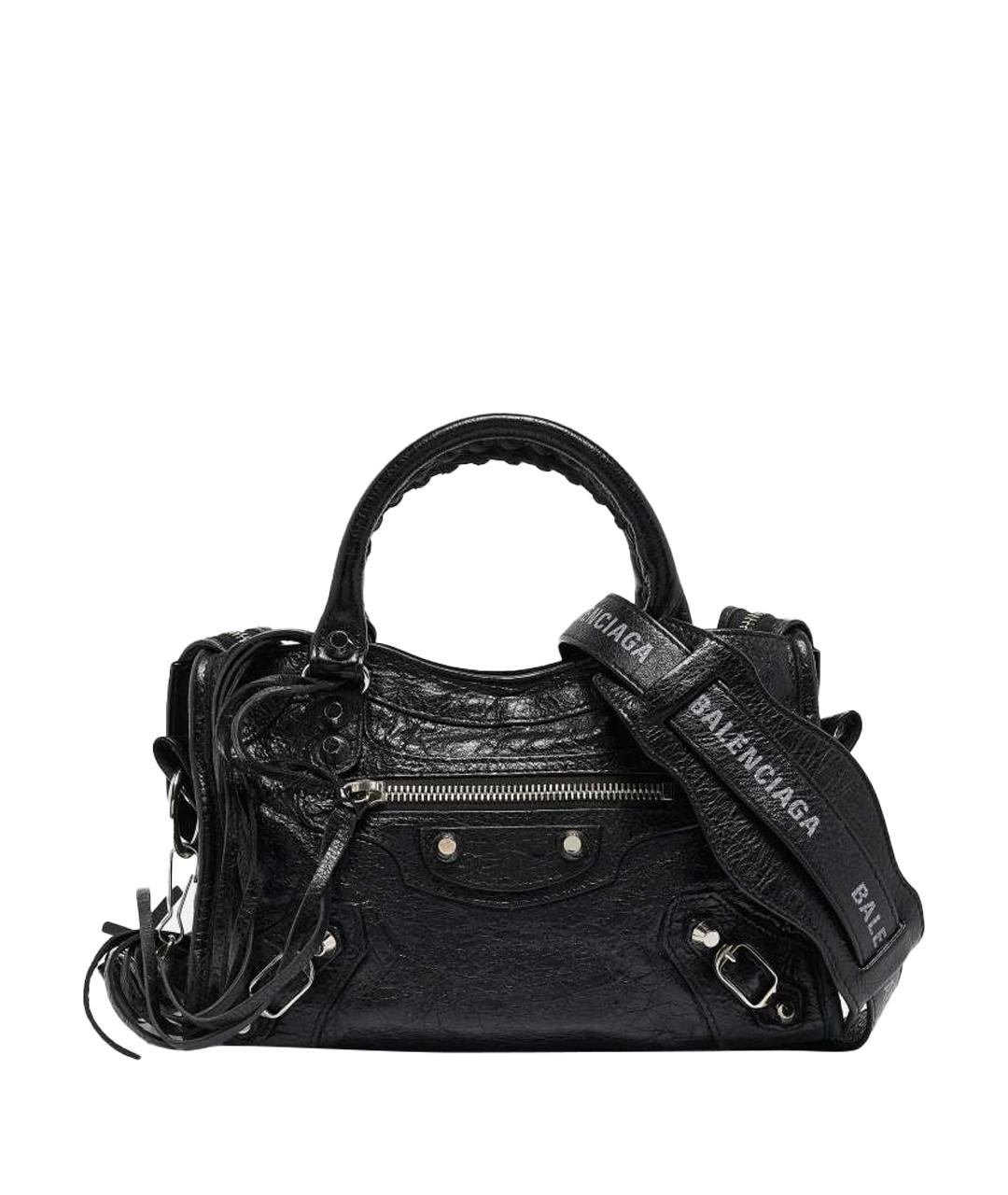 BALENCIAGA Антрацитовая кожаная сумка с короткими ручками, фото 1
