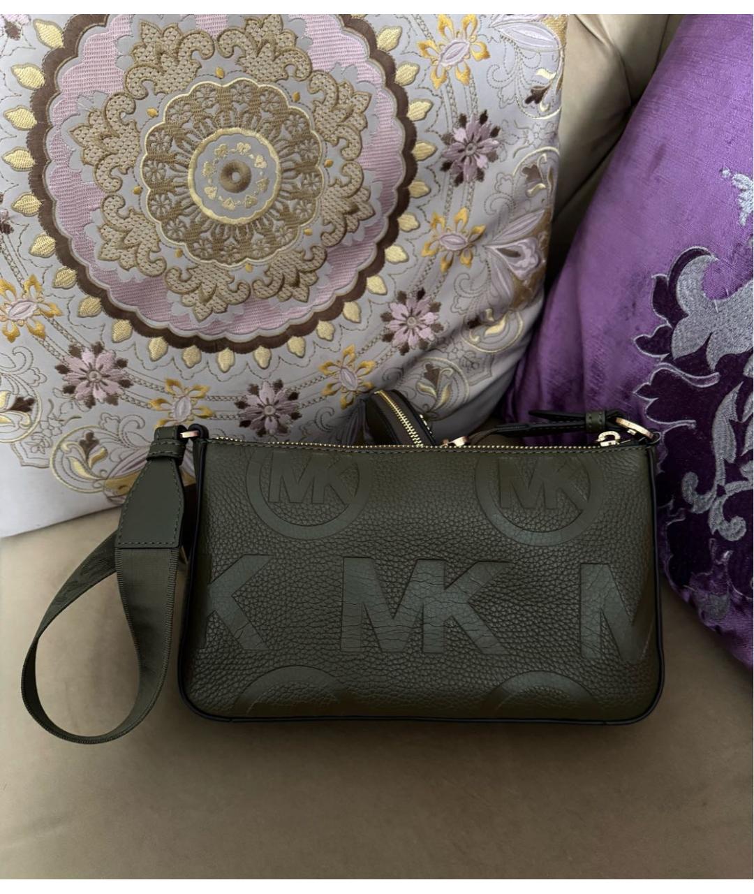 MICHAEL KORS Хаки кожаная сумка через плечо, фото 3