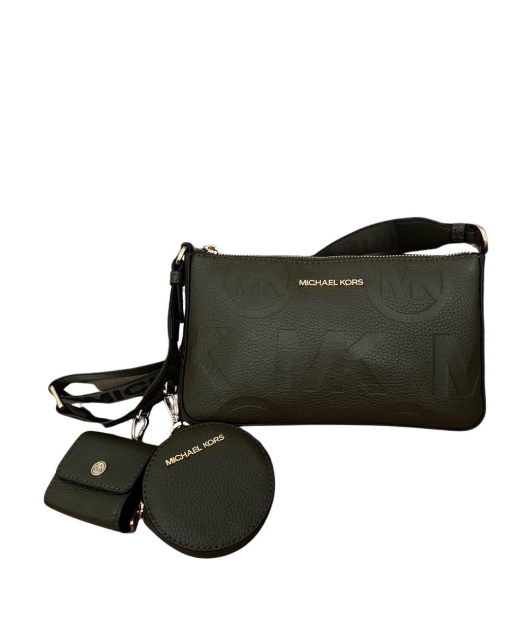 MICHAEL KORS Хаки кожаная сумка через плечо, фото 1