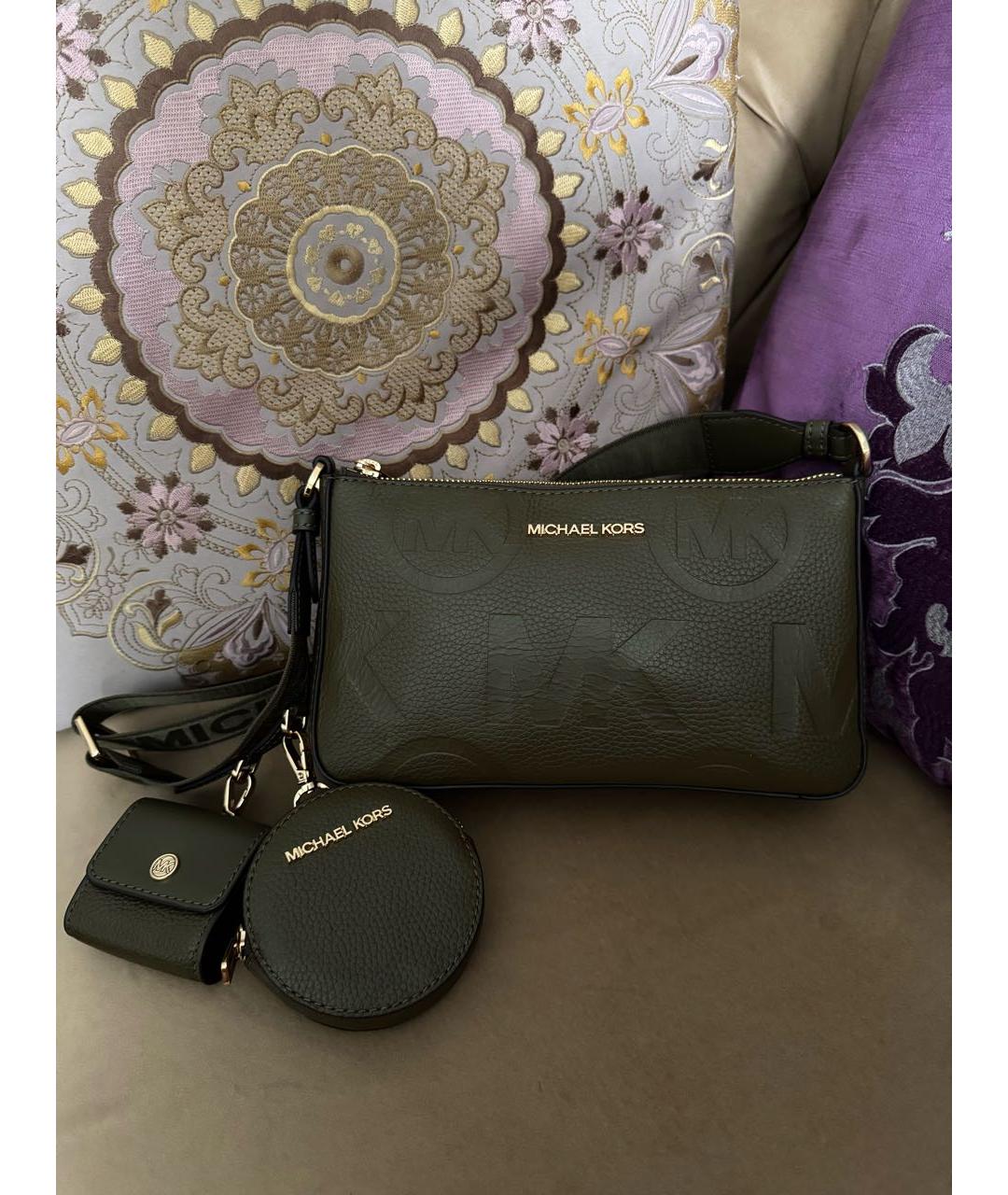 MICHAEL KORS Хаки кожаная сумка через плечо, фото 6