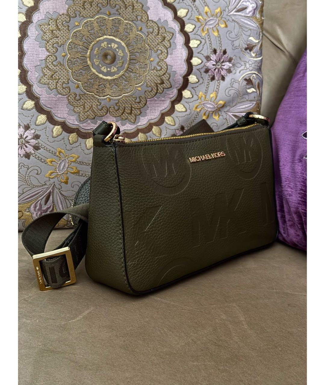 MICHAEL KORS Хаки кожаная сумка через плечо, фото 2
