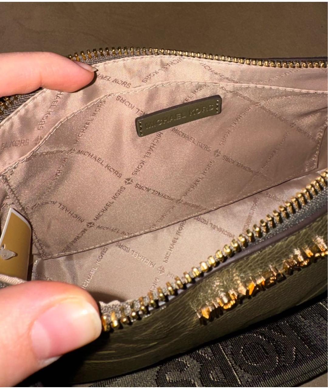 MICHAEL KORS Хаки кожаная сумка через плечо, фото 4