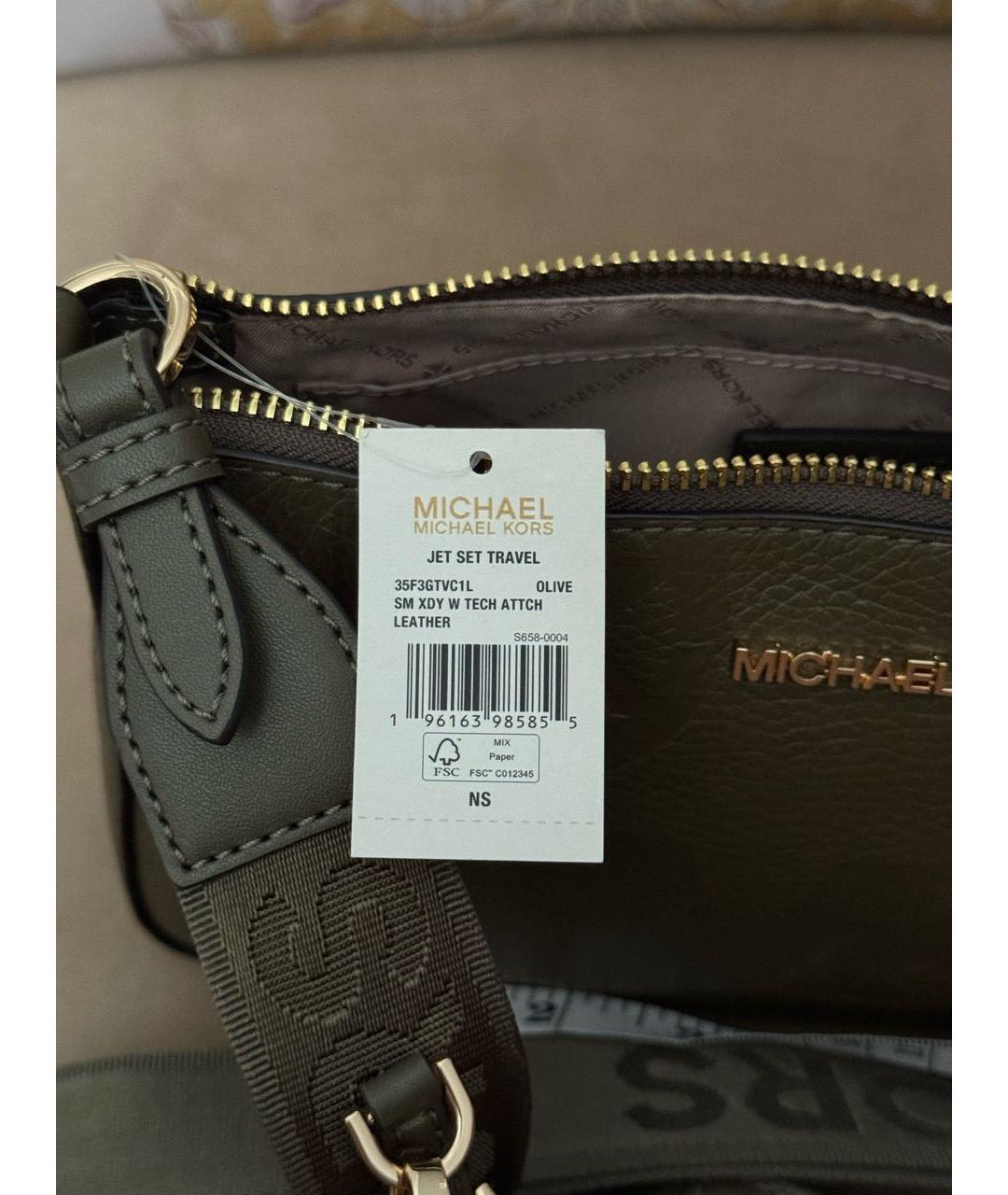 MICHAEL KORS Хаки кожаная сумка через плечо, фото 5