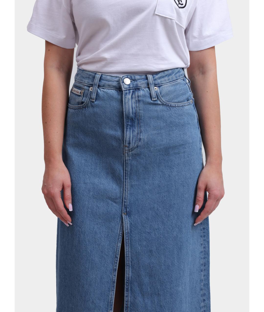 CALVIN KLEIN Синяя юбка макси, фото 4