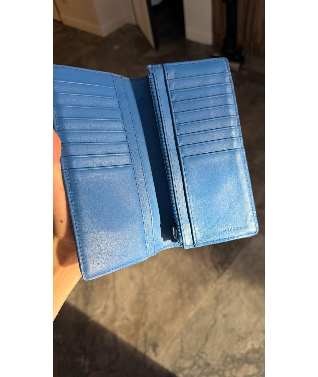 BURBERRY Темно-синий кожаный кошелек, фото 2