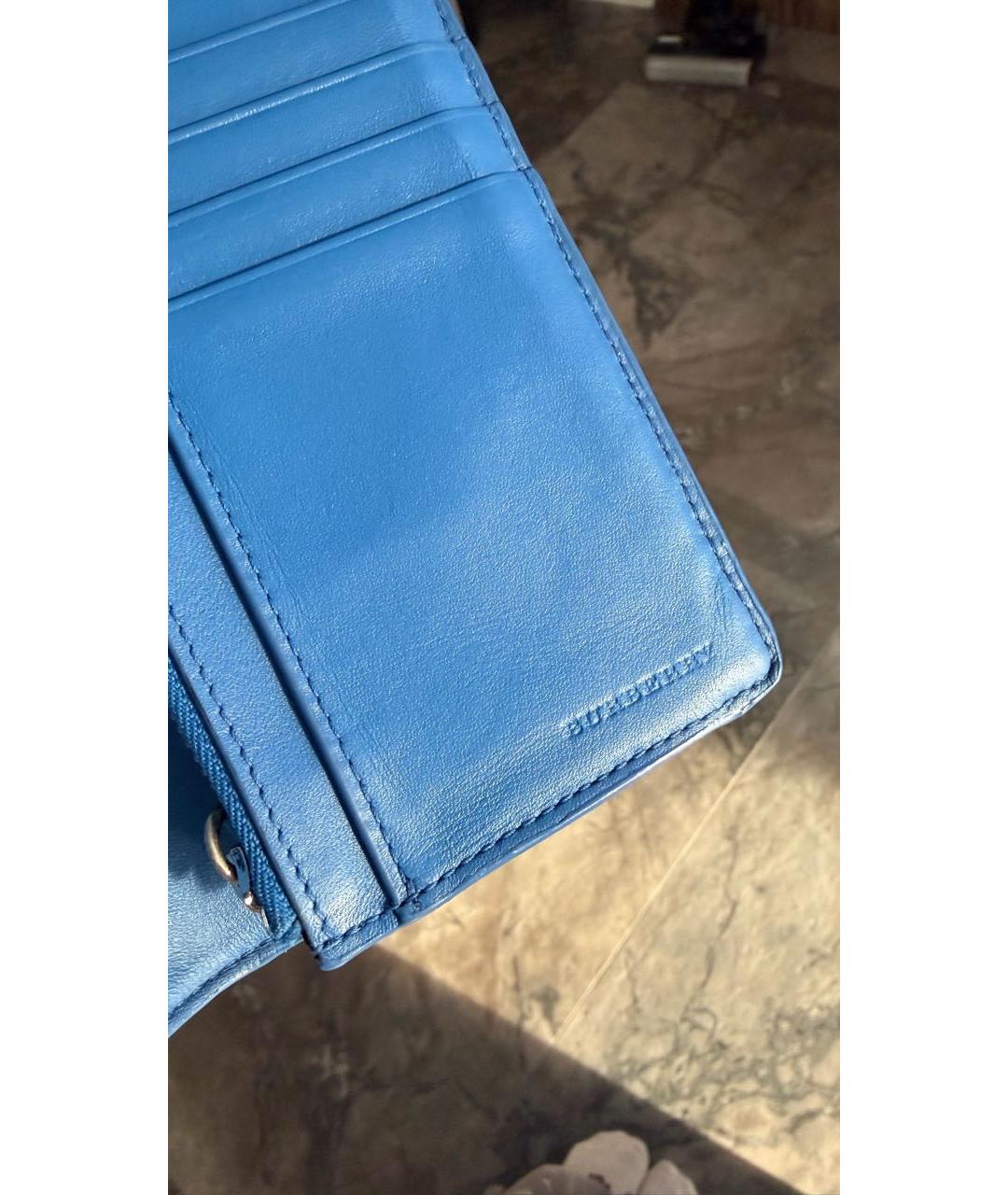 BURBERRY Темно-синий кожаный кошелек, фото 5