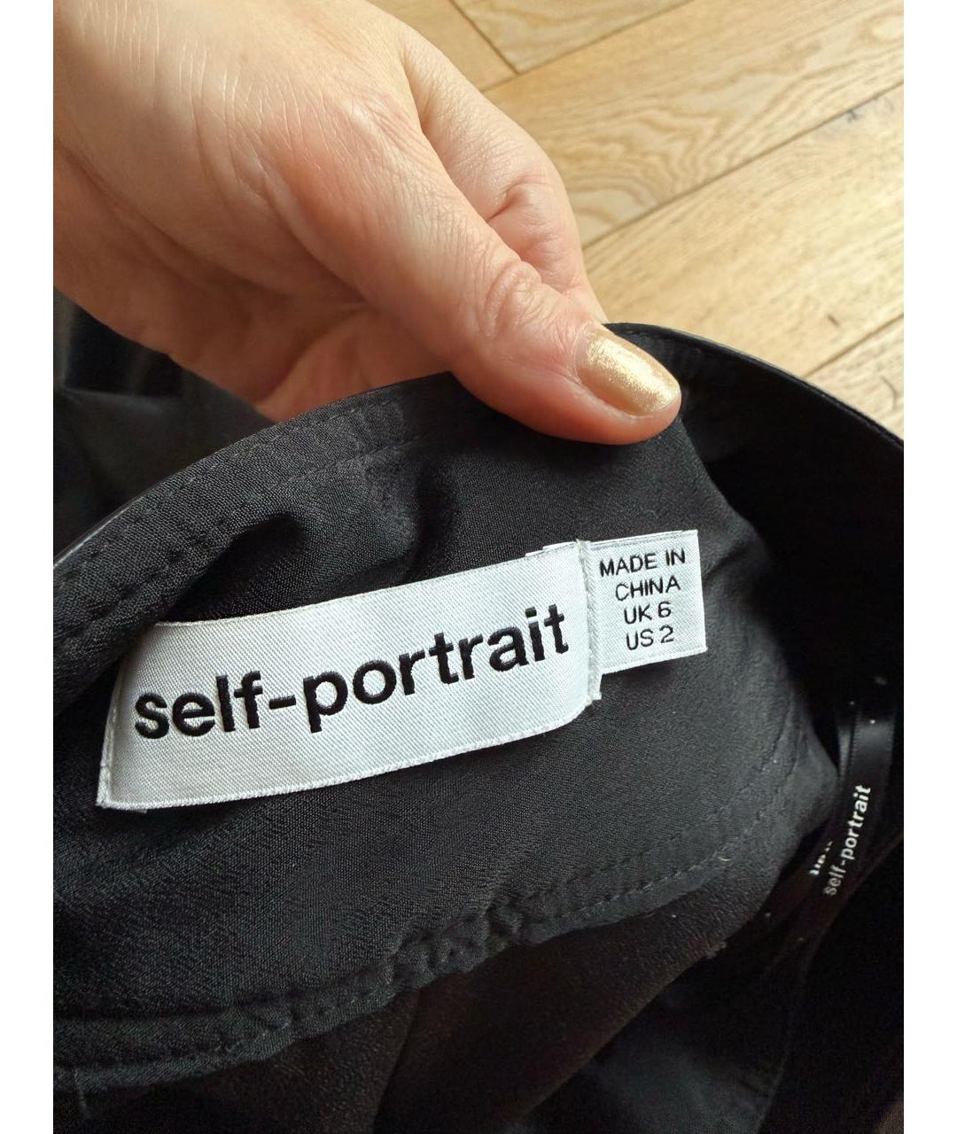 SELF-PORTRAIT Черные полиуретановые кюлоты, фото 4