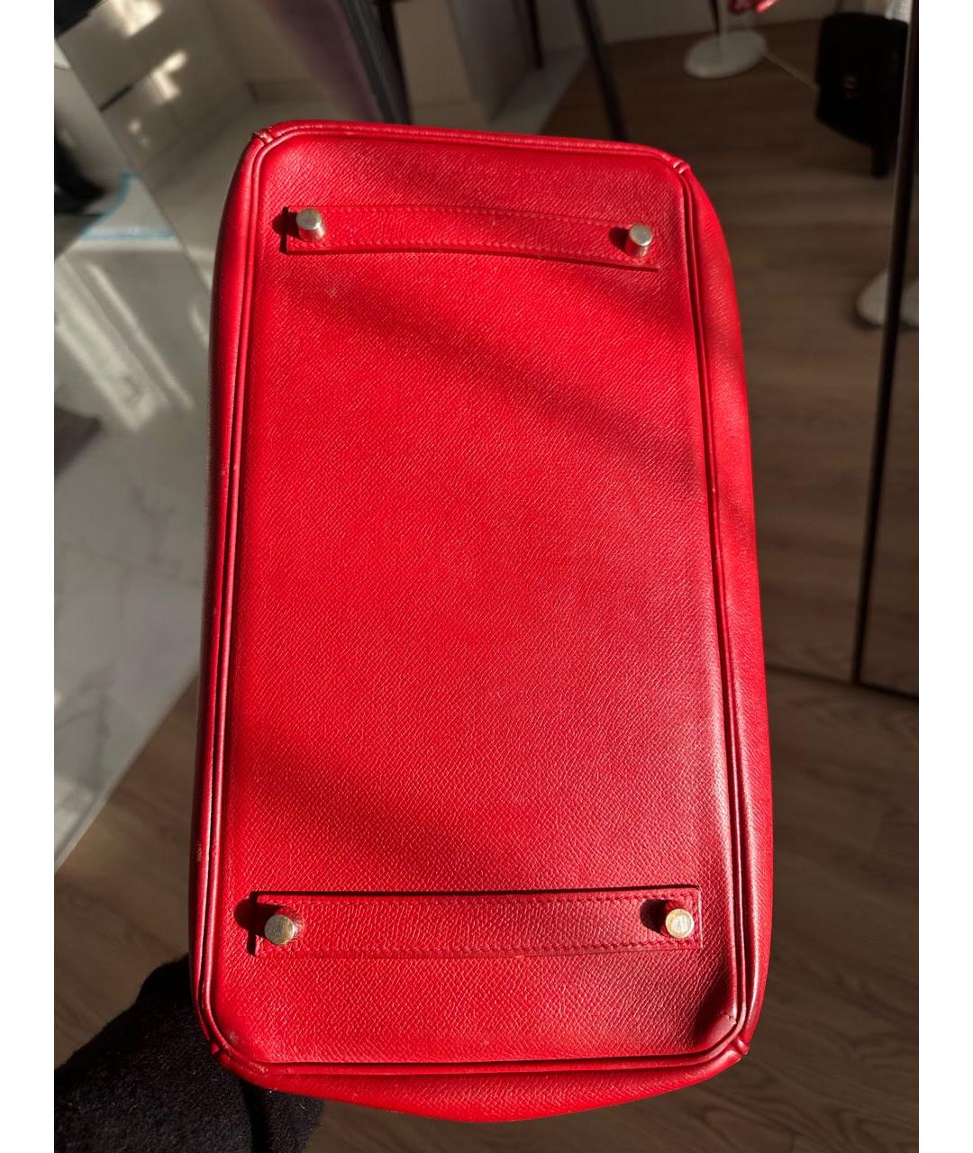 HERMES Красная кожаная сумка с короткими ручками, фото 5