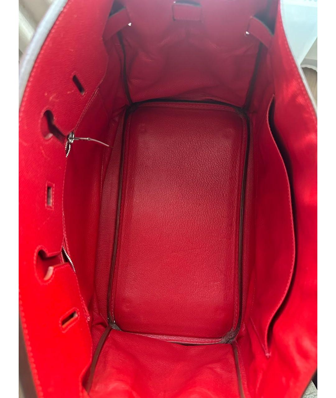 HERMES Красная кожаная сумка с короткими ручками, фото 4