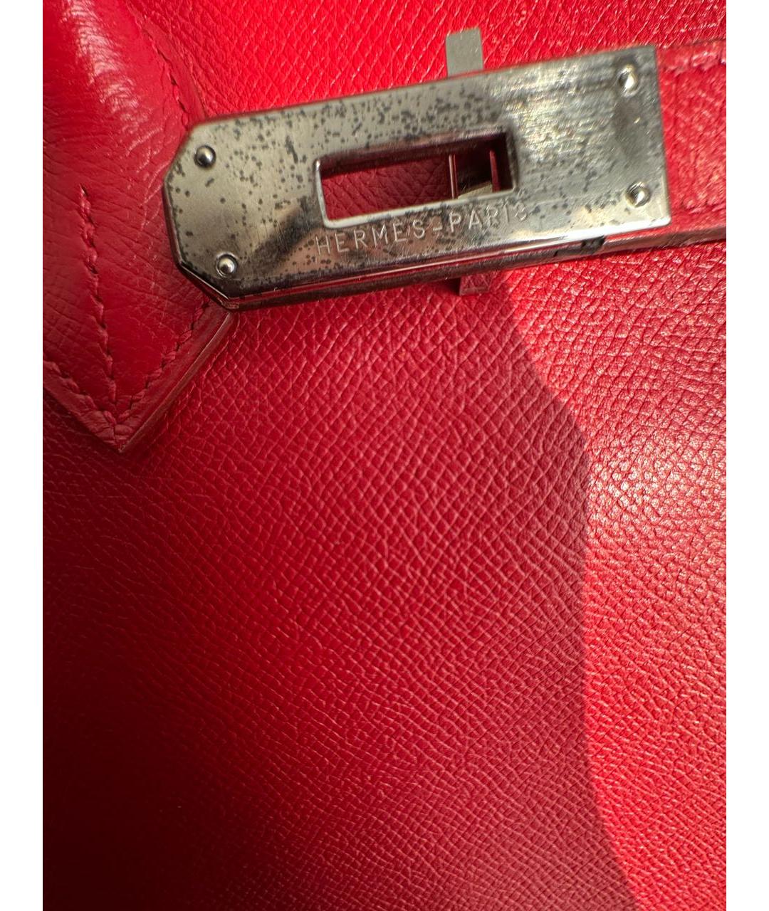 HERMES Красная кожаная сумка с короткими ручками, фото 7
