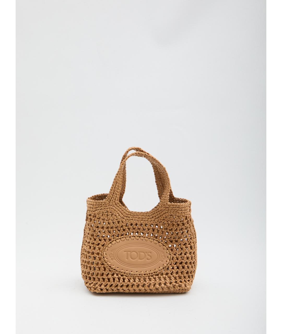 TOD'S Бежевая пелетеная сумка тоут, фото 5