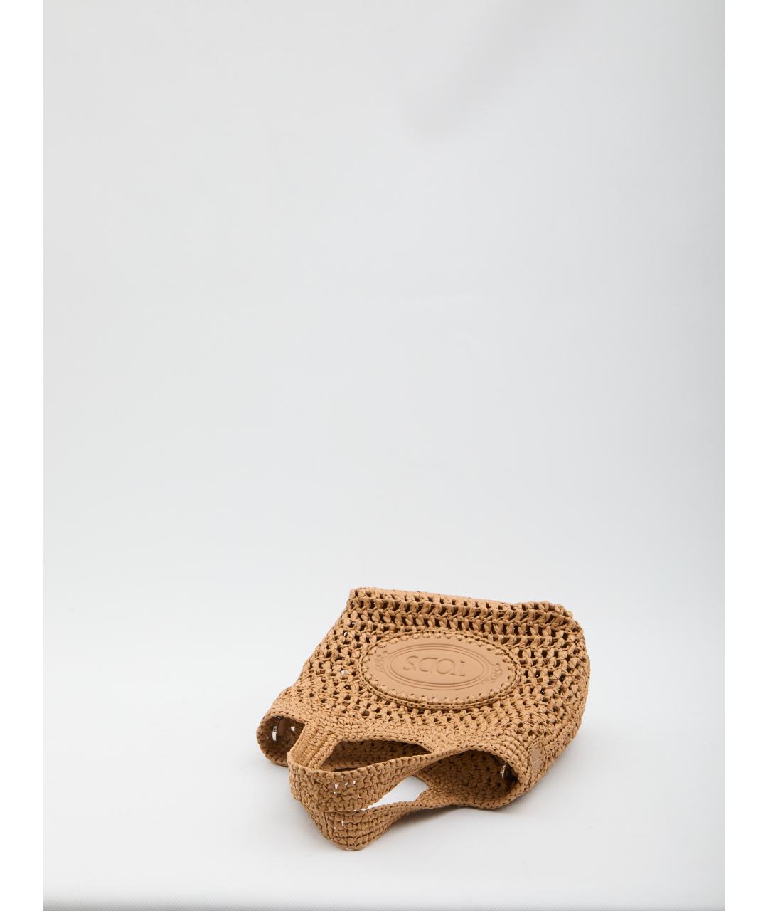 TOD'S Бежевая пелетеная сумка тоут, фото 4