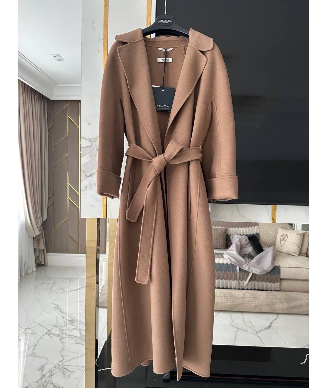 'S MAX MARA Бежевое шерстяное пальто, фото 8