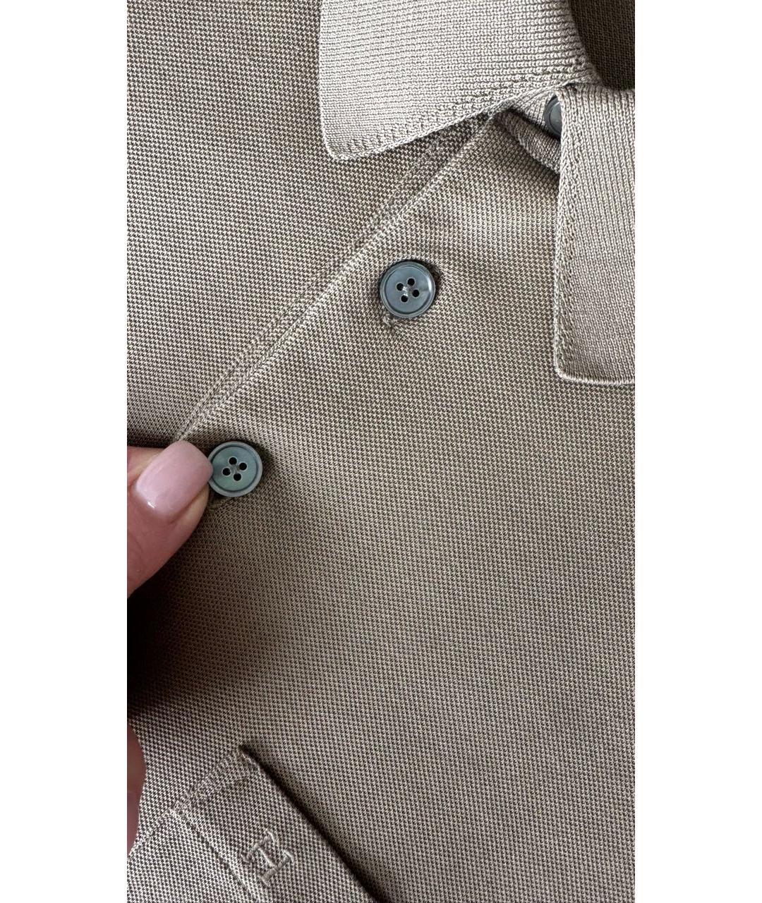 HERMES Коричневое хлопковое поло с коротким рукавом, фото 4